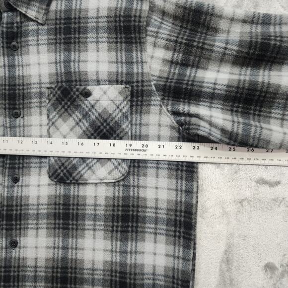 Wrangler Shirt Mens M Gray Black Plaid Fleece Flannel Button Front Long Sleeve - Picture 7 of 9